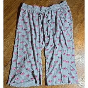 Vintage Y2K Womens 2XL Lips Pajama Pants Shorts PJ‎ Bottoms 100% Cotton